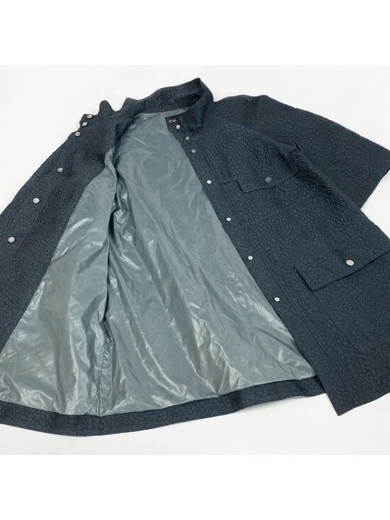 Chanel Camellia CC Logo Stand Collar Jacket Coat 38 Navy - Picture 4 of 10